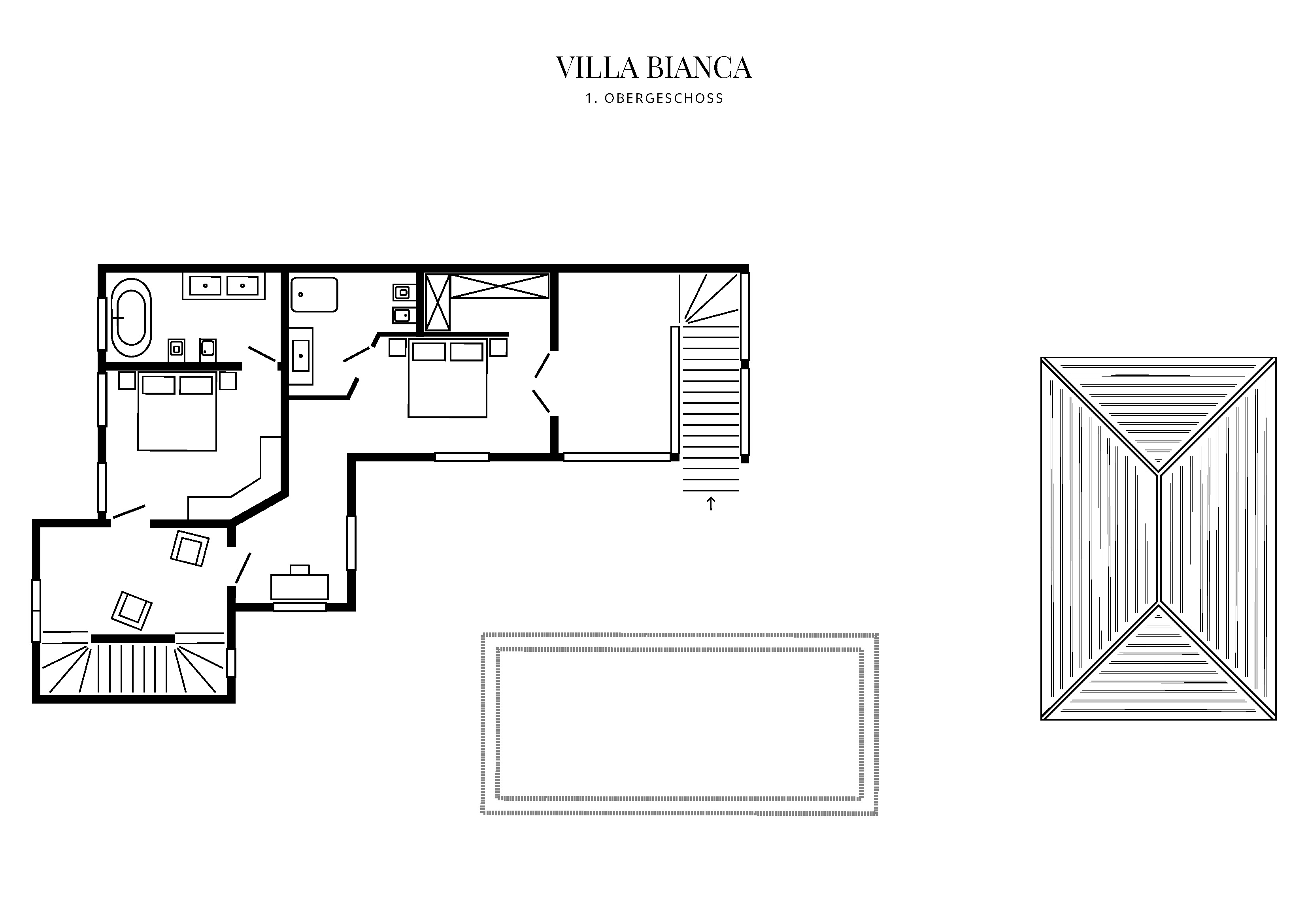 Grafik Grundriss Obergeschoss Villa Bianca
