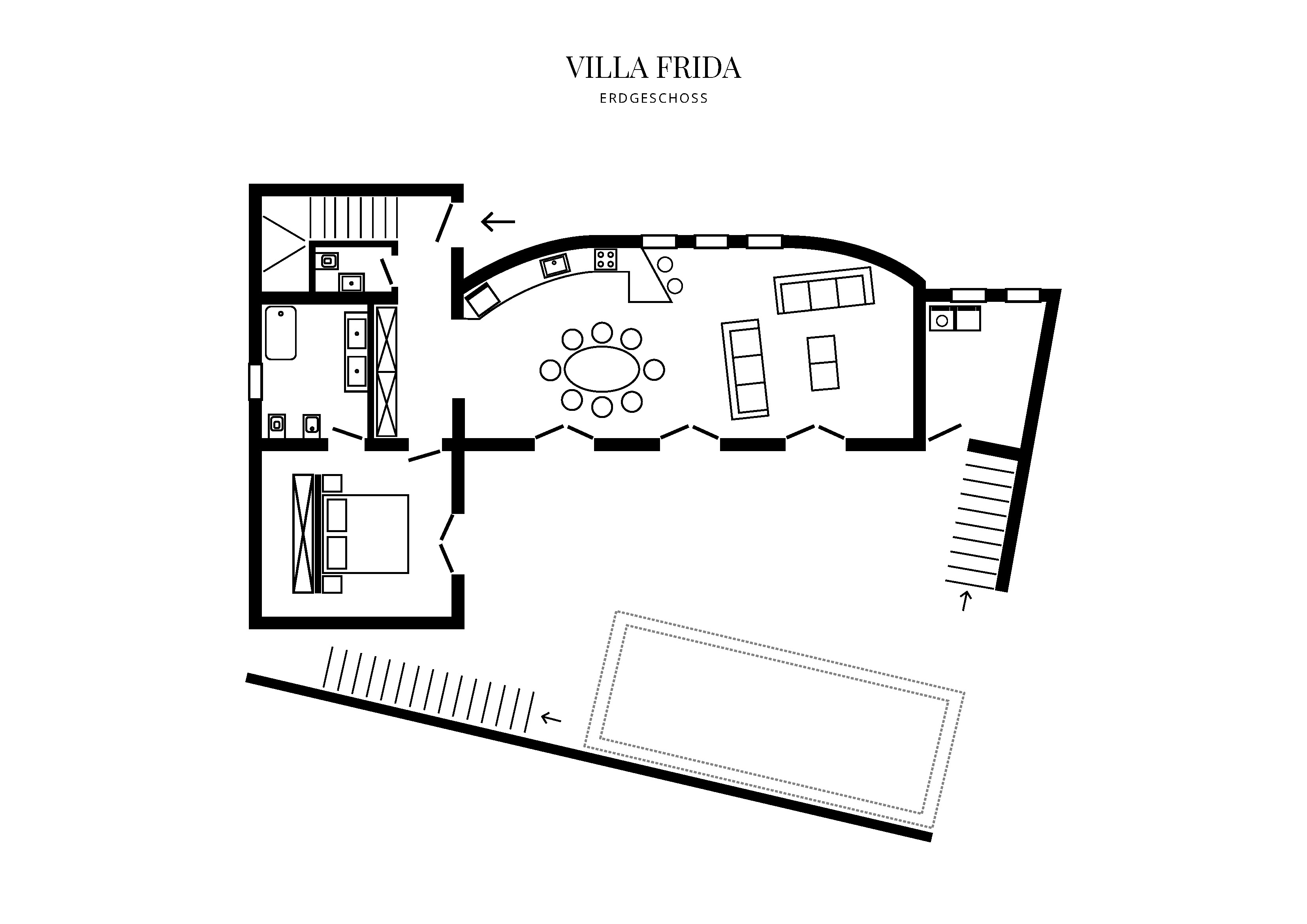 Grafik Grundriss Erdgeschoss Villa Frida