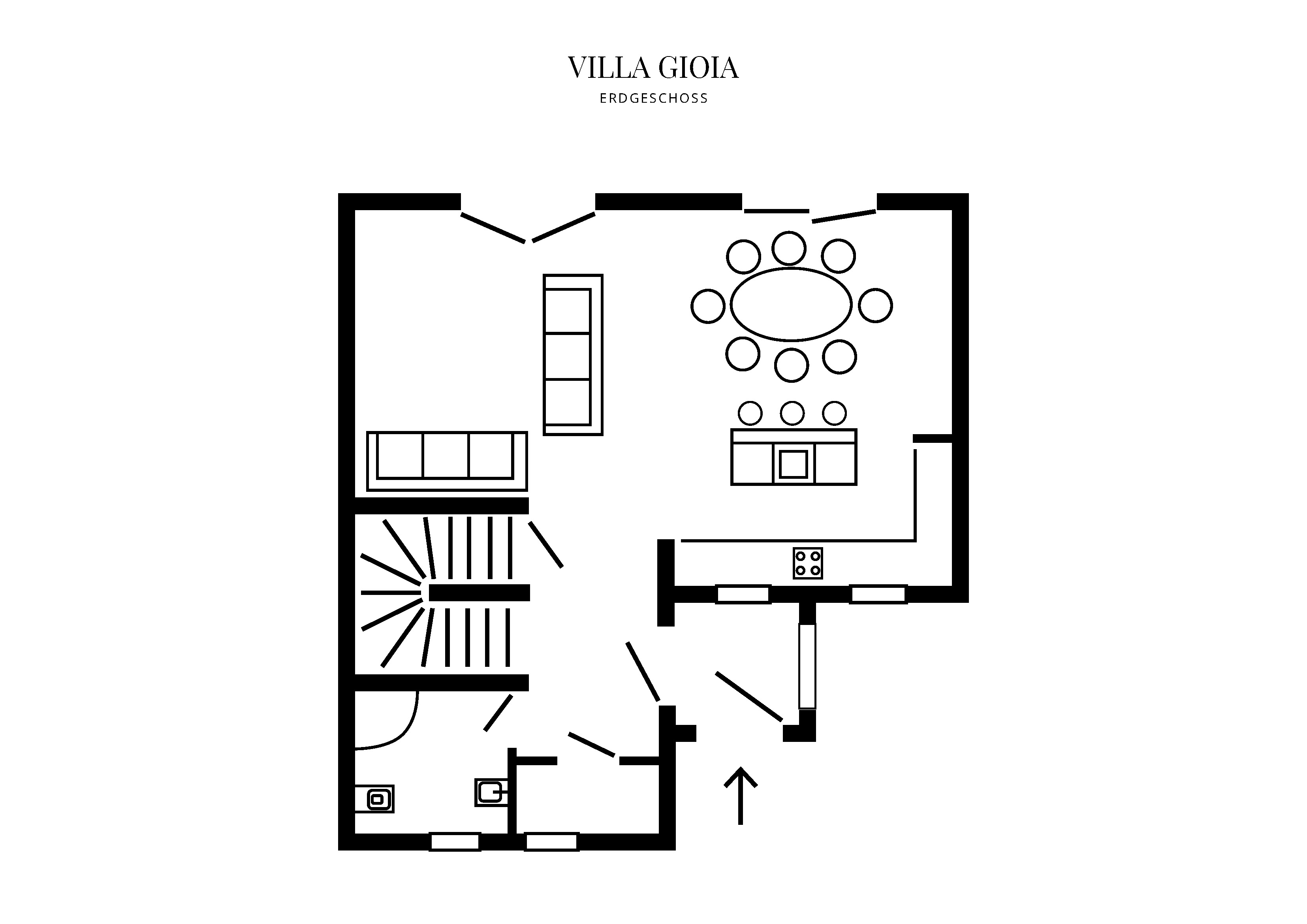 Grafik Grundriss Erdgeschoss Villa Gioia