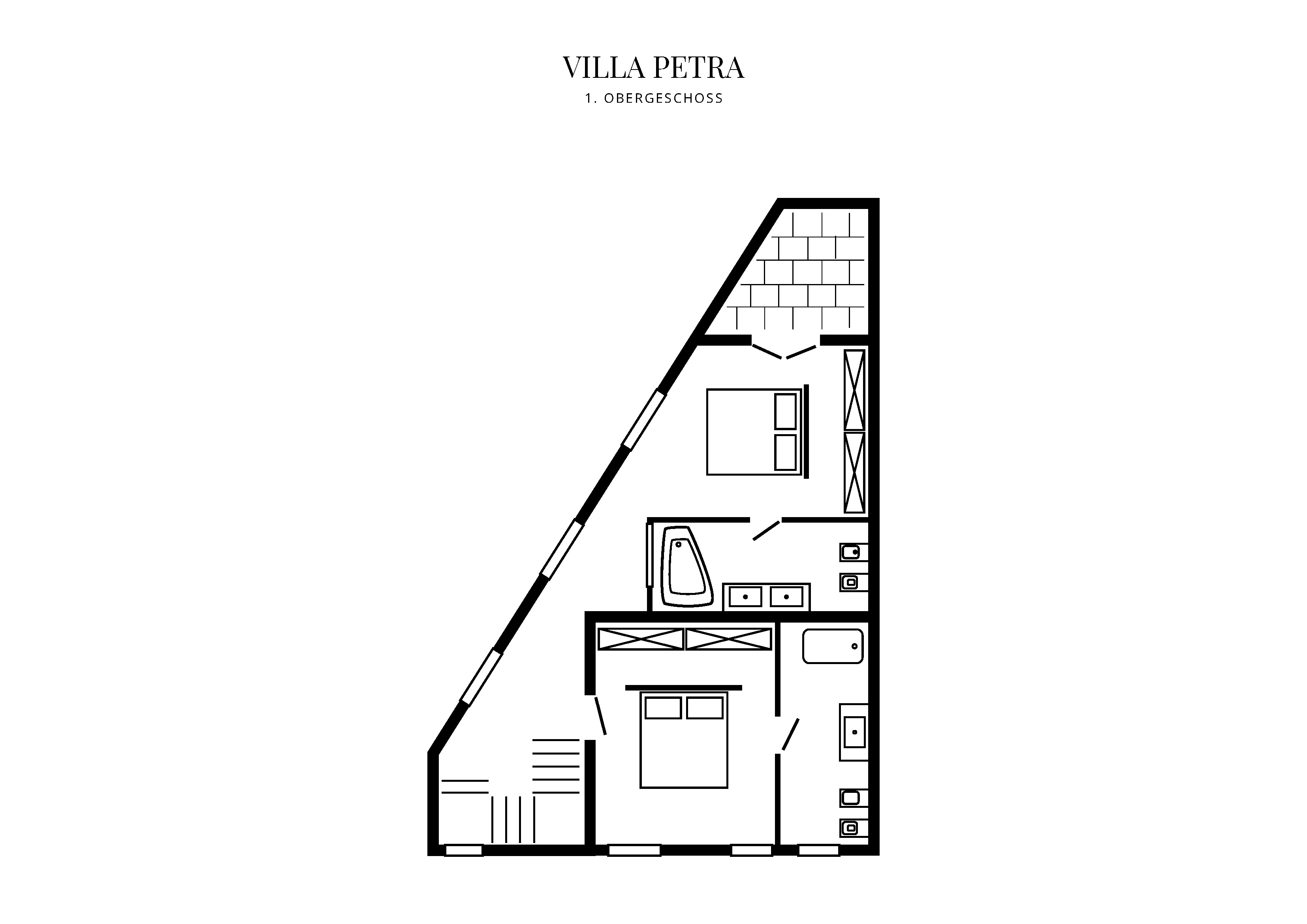 Grafik Grundriss Obergeschoss Villa Petra
